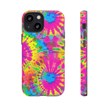 Neon Tie-Dye Burst Tough iPhone Case