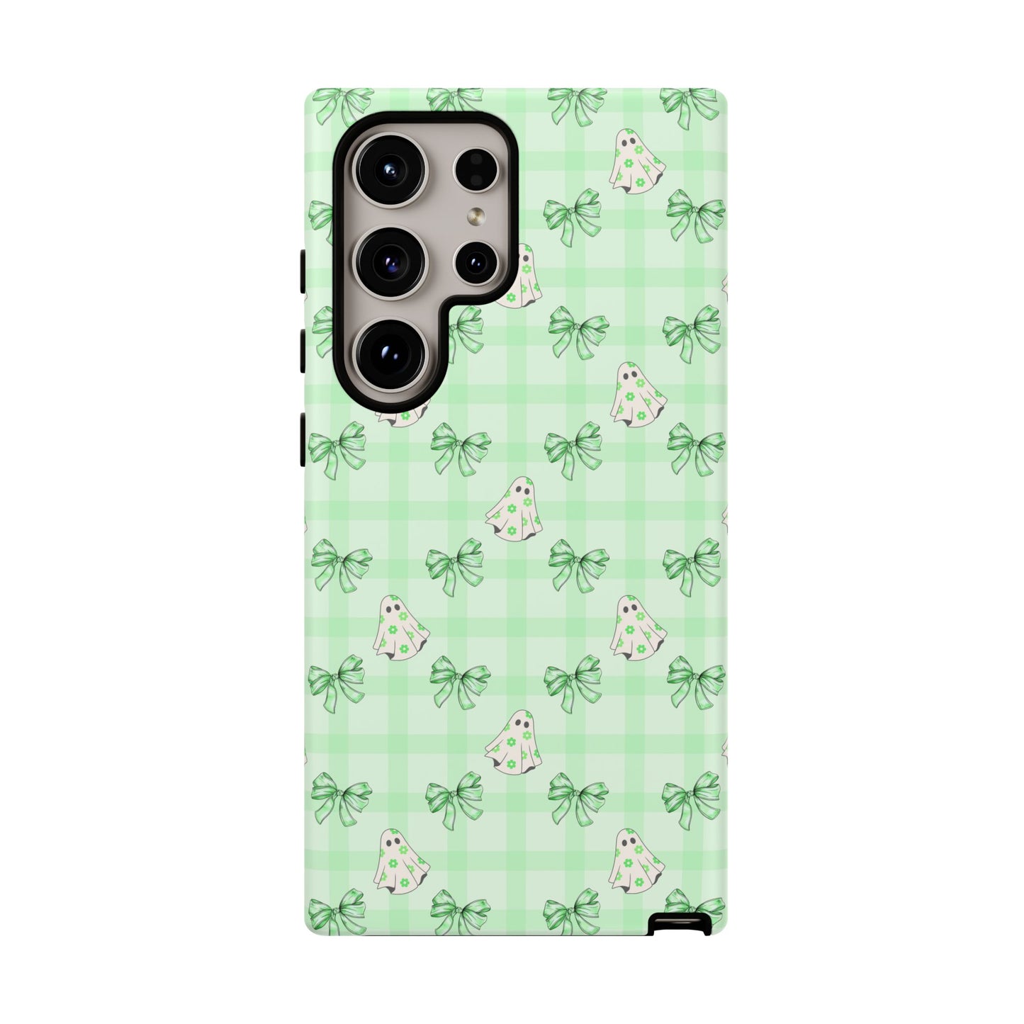 Green Gingham Ghosts & Bows Samsung Galaxy Tough Case