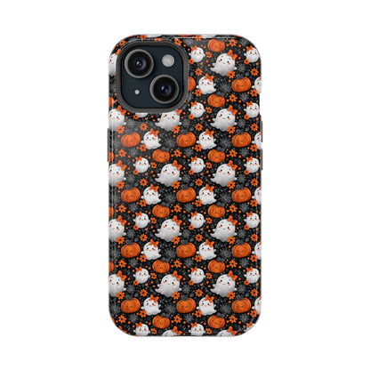 Cute Kawaii Lady Ghosts & Pumpkins MagSafe® iPhone Tough Case