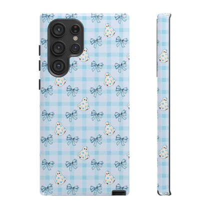 Blue Gingham Ghosts & Bows Samsung Galaxy Tough Case