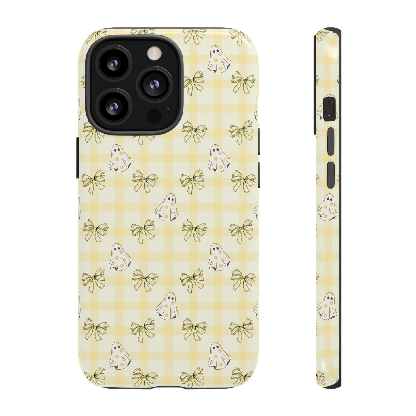 Yellow Gingham Ghosts & Bows iPhone Tough Case