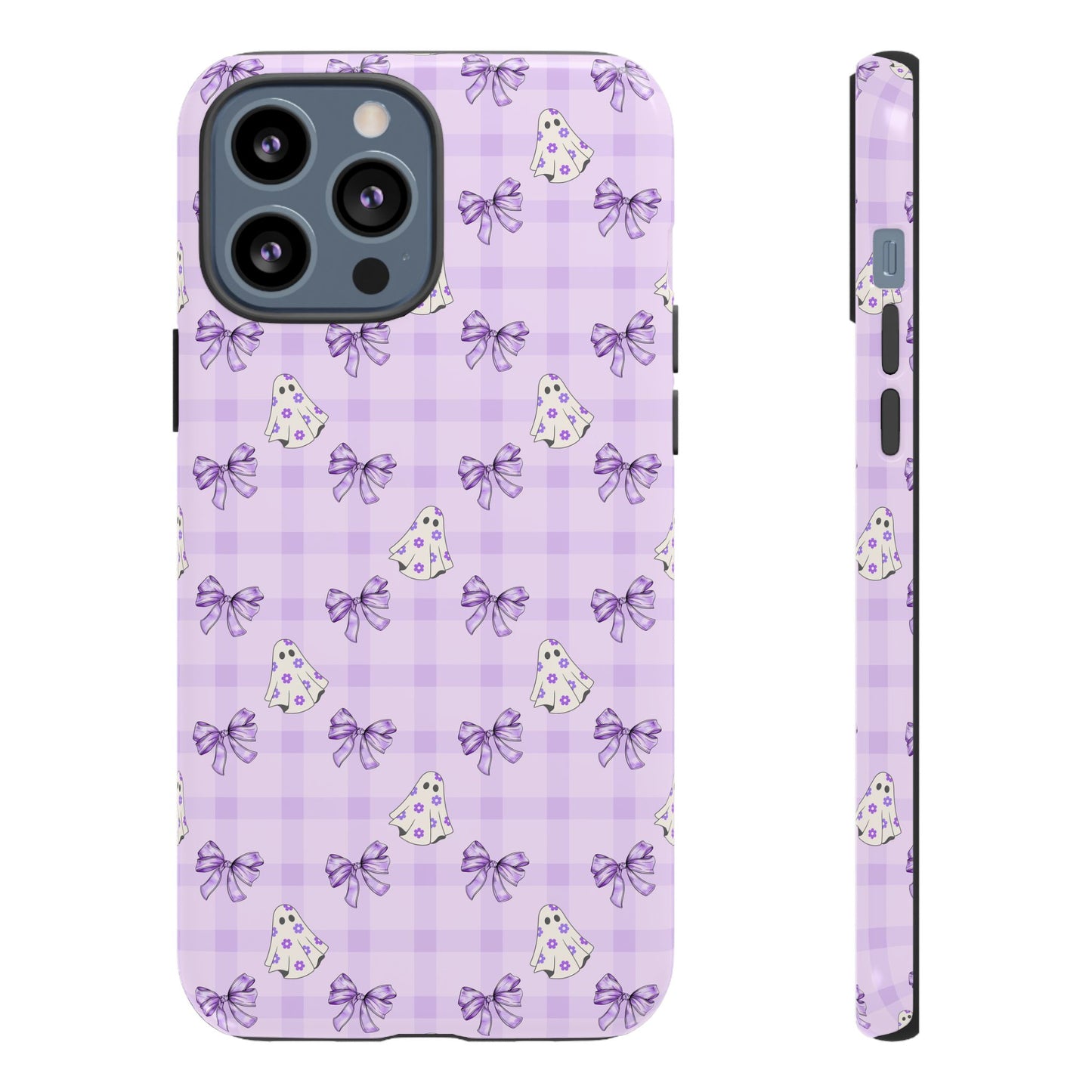 Purple Gingham Ghosts & Bows iPhone Tough Case