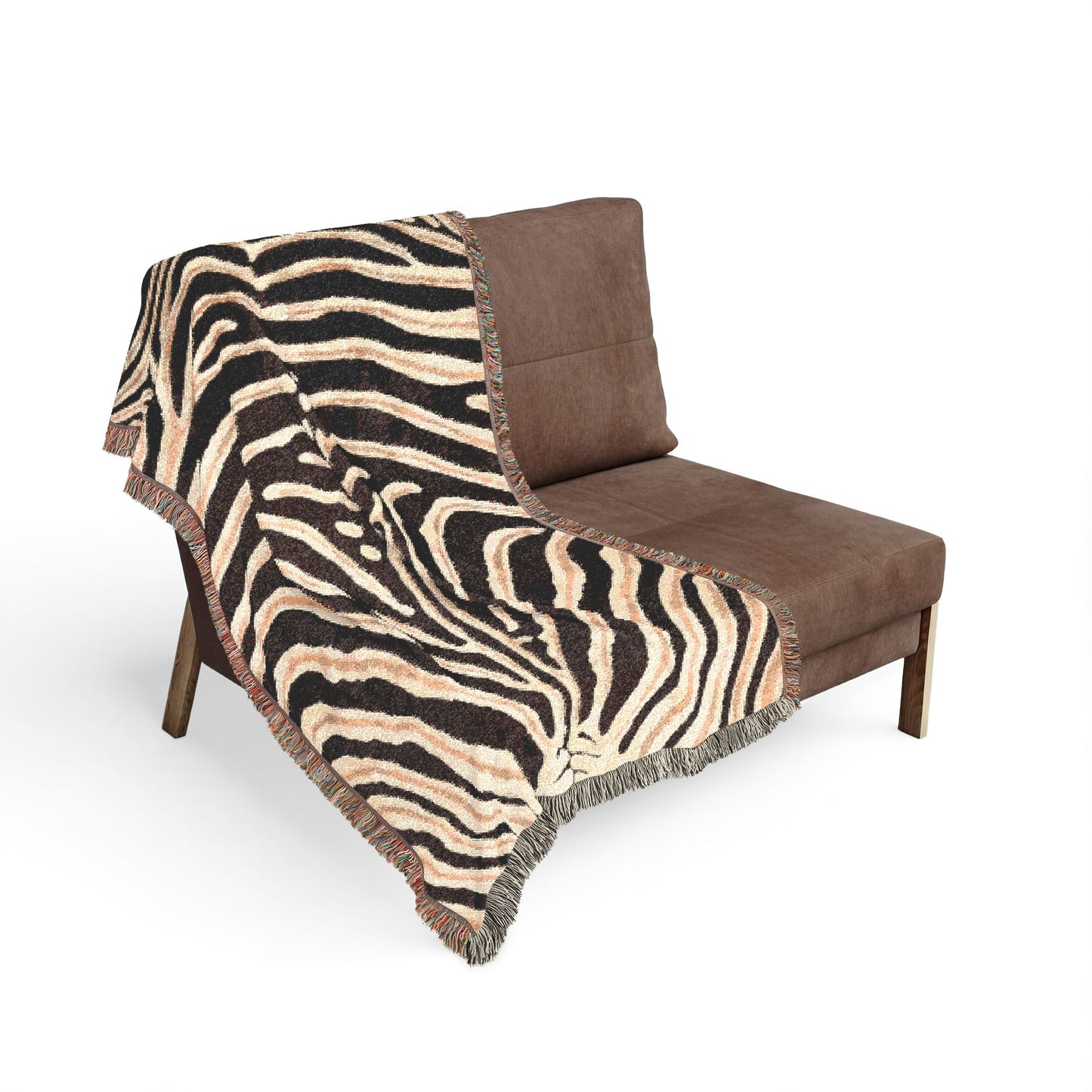 Zebra Print Woven Blanket | Black White Striped Throw