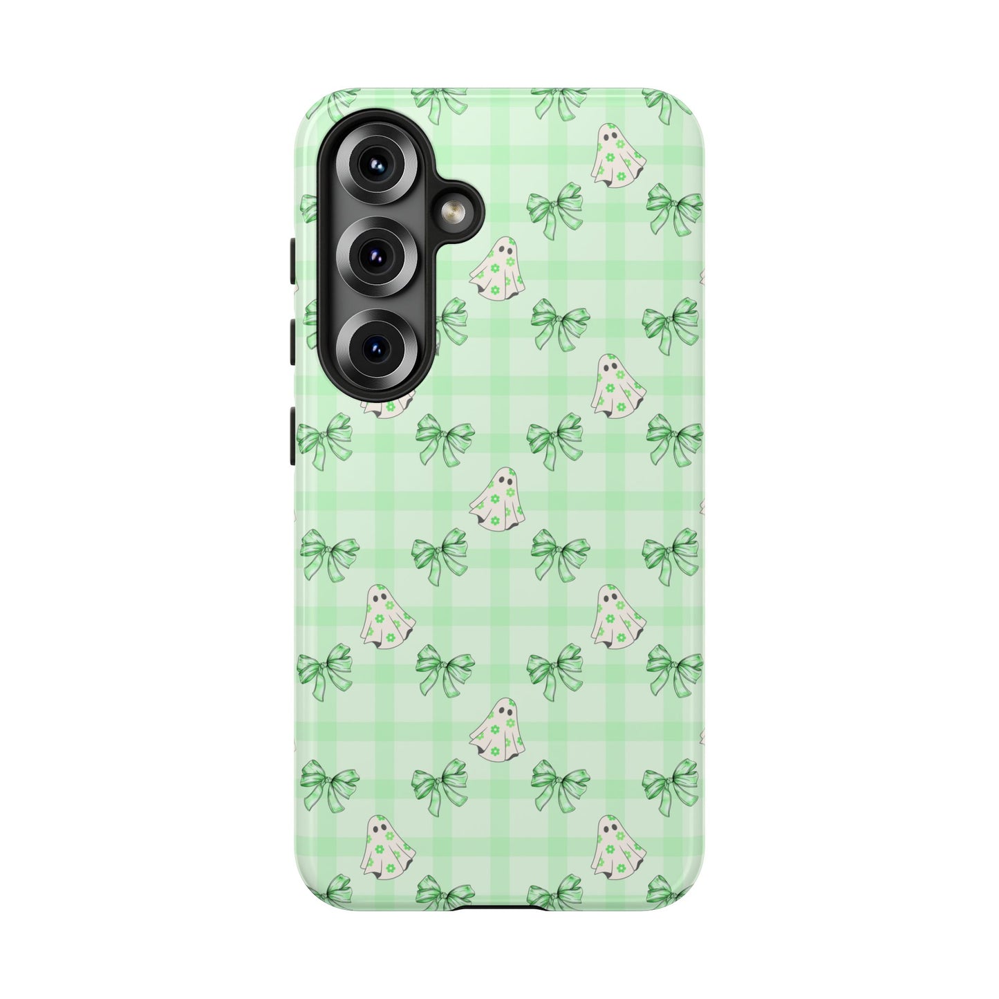 Green Gingham Ghosts & Bows Samsung Galaxy Tough Case