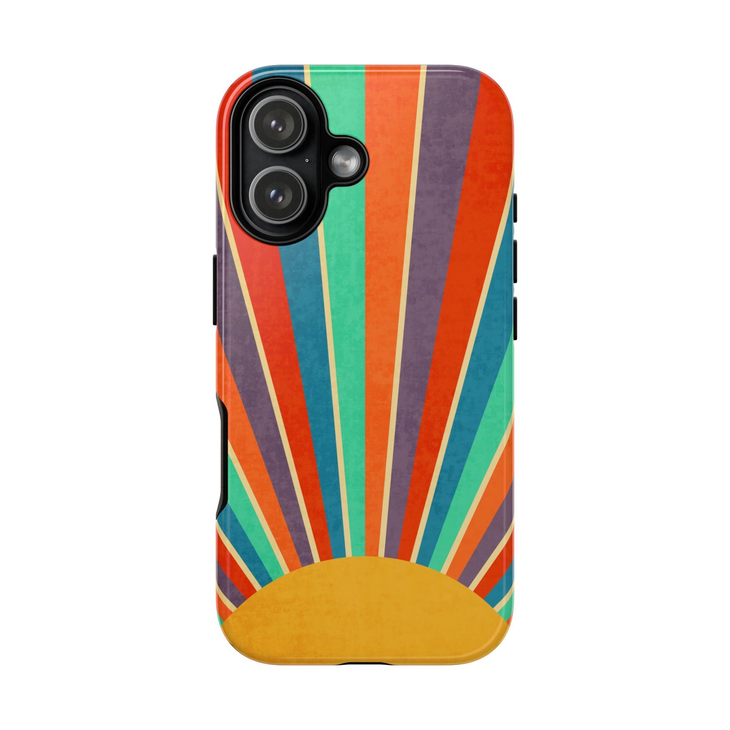 Retro Rainbow Sunburst Tough iPhone Case