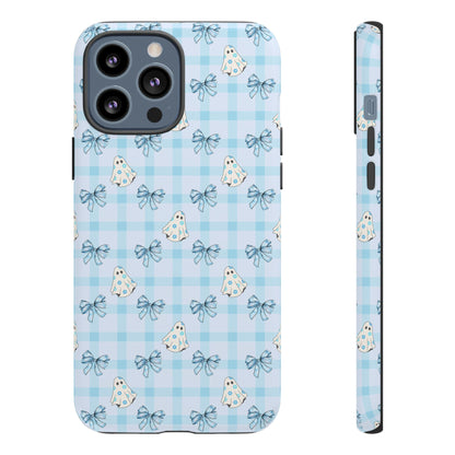 Blue Gingham Ghosts & Bows Tough iPhone Case