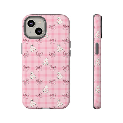 Pink Gingham Ghosts & Bows iPhone Tough Case