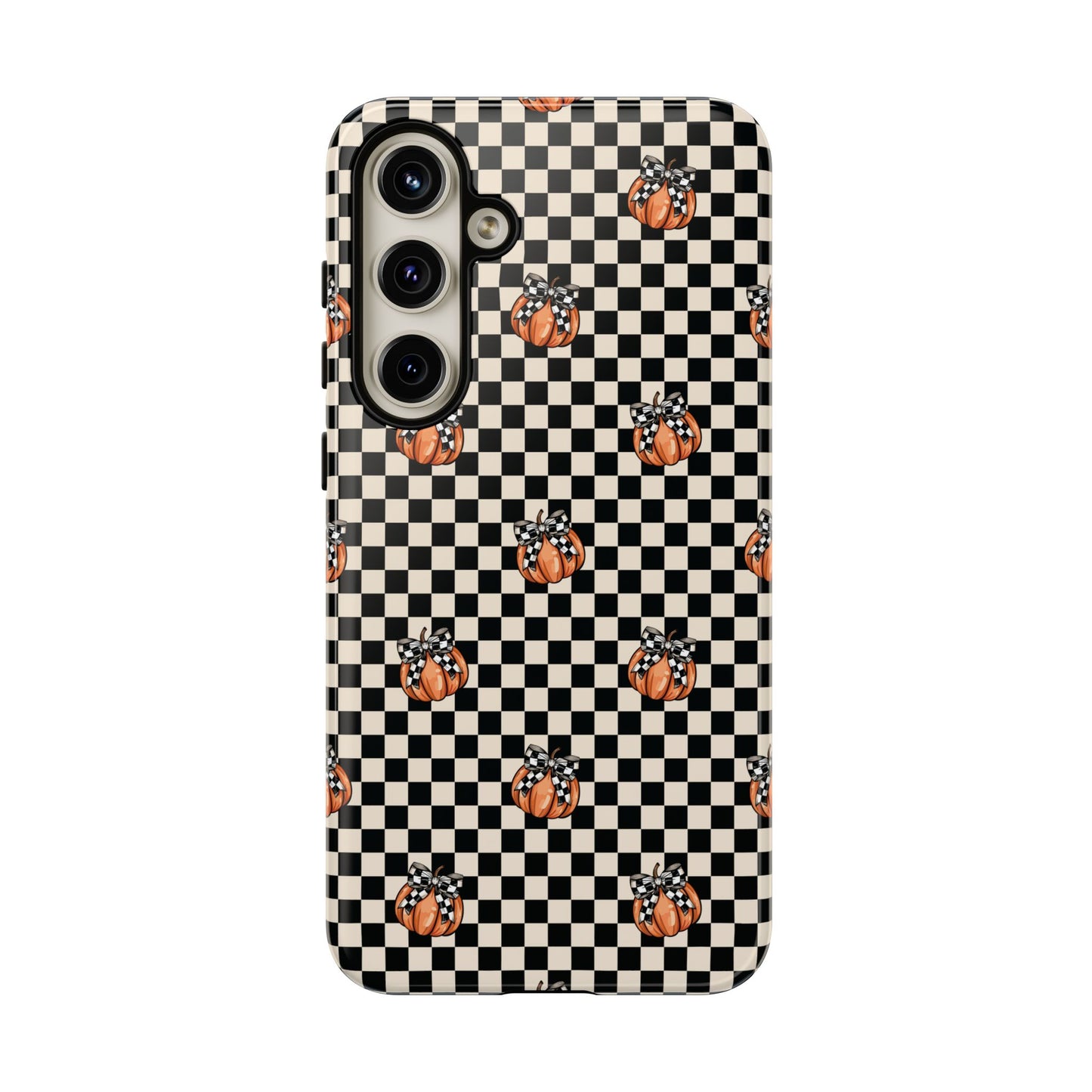 Checkered Cute Pumpkins & Bows Samsung Galaxy Tough Case