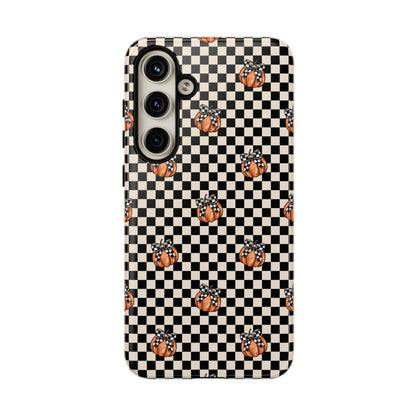 Checkered Cute Pumpkins & Bows Samsung Galaxy Tough Case