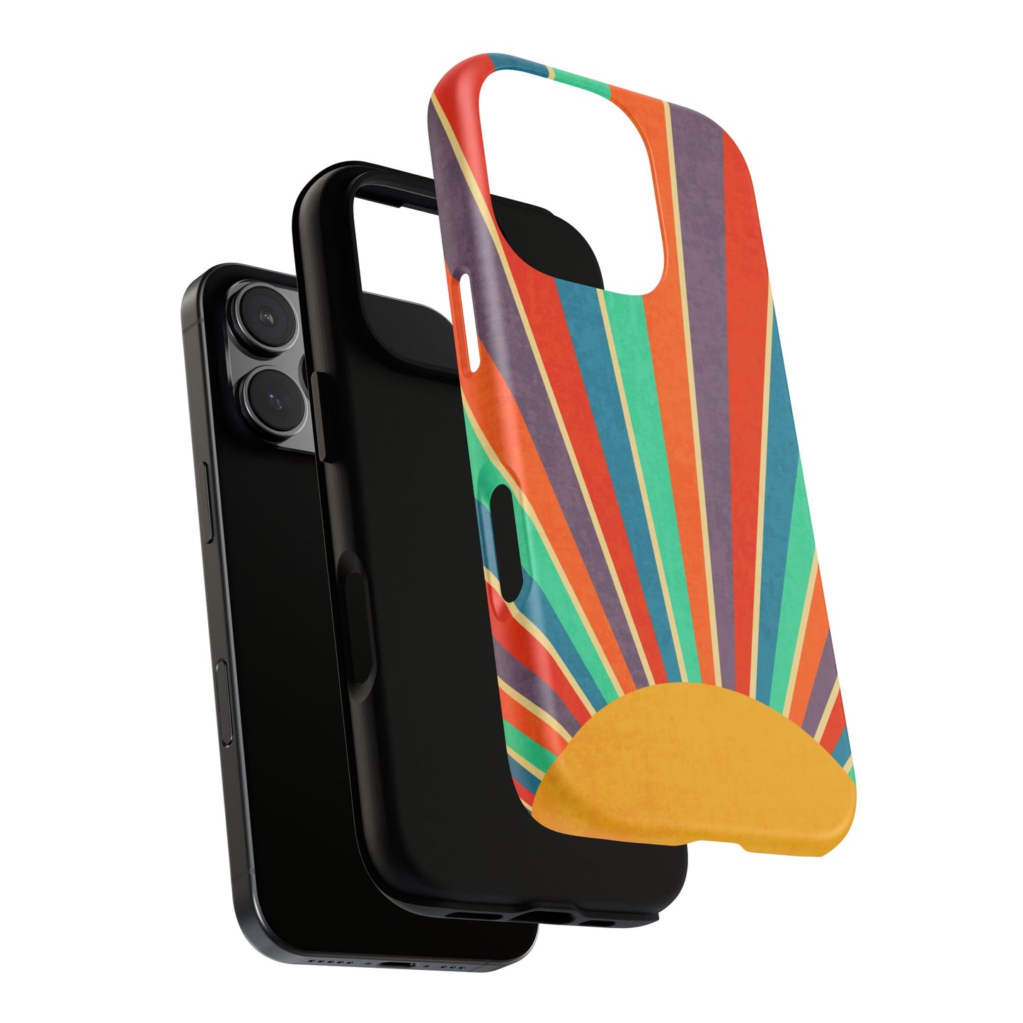 Retro Rainbow Sunburst Tough iPhone Case