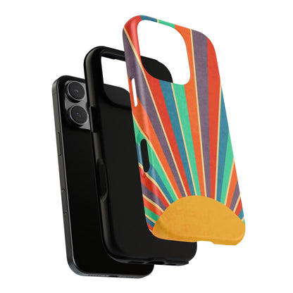 Retro Rainbow Sunburst Tough iPhone Case
