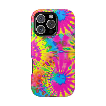 Neon Tie-Dye Burst MagSafe® Tough iPhone Case