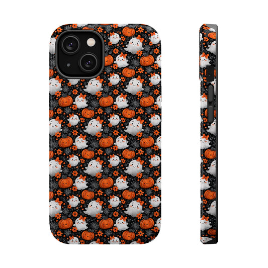 Cute Kawaii Lady Ghosts & Pumpkins MagSafe® Tough iPhone Case