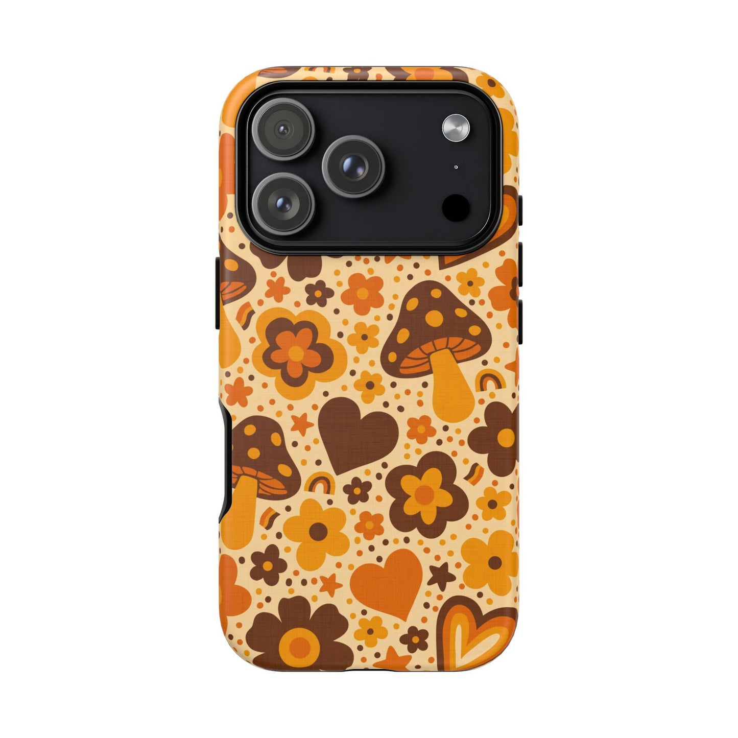 Groovy Harvest Mushrooms, Hearts and Flowers iPhone Tough Case