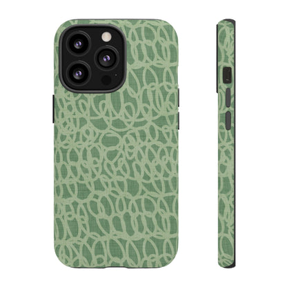 Sage Green Scribble Loops iPhone Tough Case
