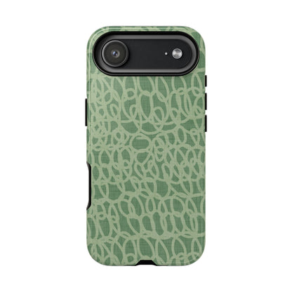 Sage Green Scribble Loops iPhone Tough Case