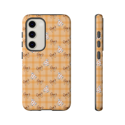 Orange Gingham Ghosts & Bows Samsung Galaxy Tough Case
