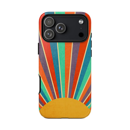 Retro Rainbow Sunburst Tough iPhone Case