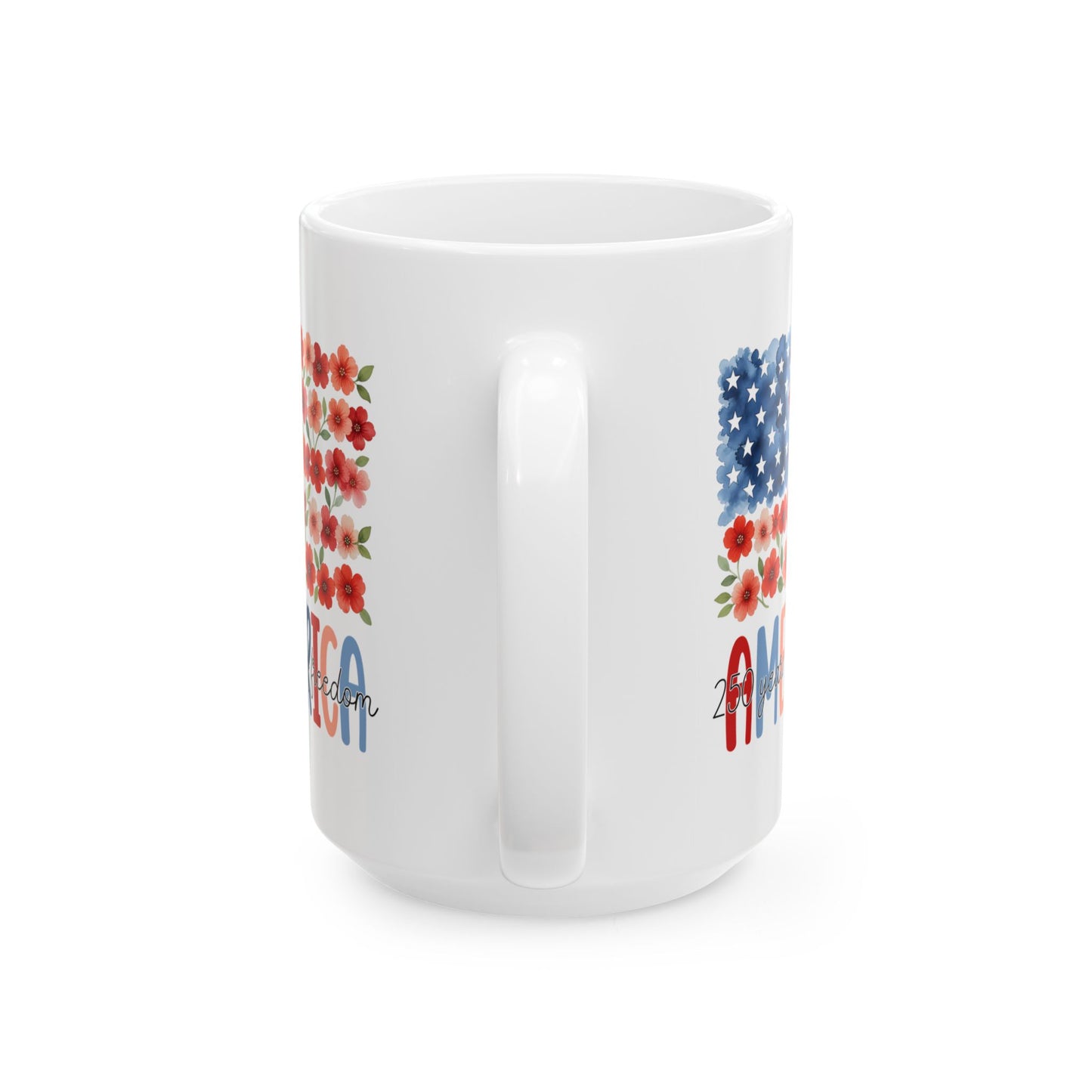 Floral American Flag Mug | Ceramic Coffee Cup