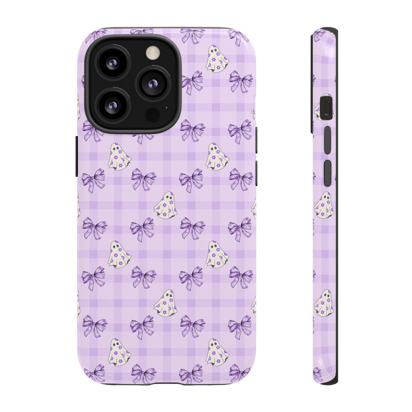 Purple Gingham Ghosts & Bows iPhone Tough Case