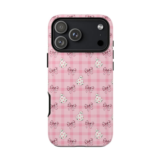 Pink Gingham Ghosts & Bows iPhone Tough Case
