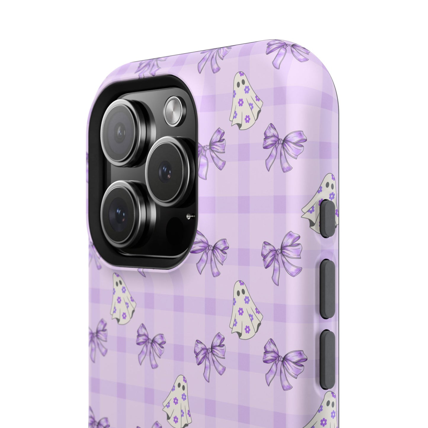 Purple Gingham Ghosts & Bows MagSafe® iPhone Tough Case