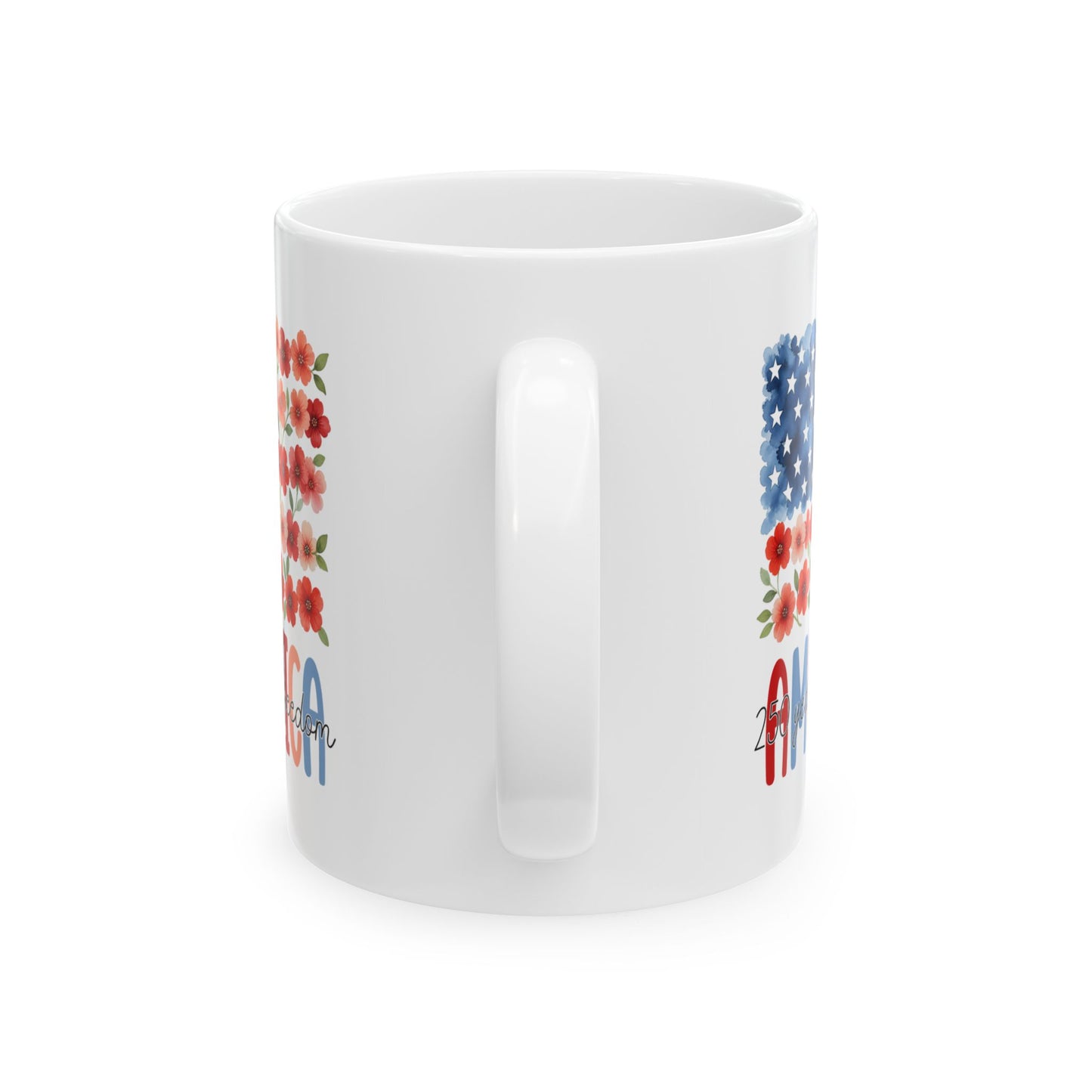 Floral American Flag Mug | Ceramic Coffee Cup