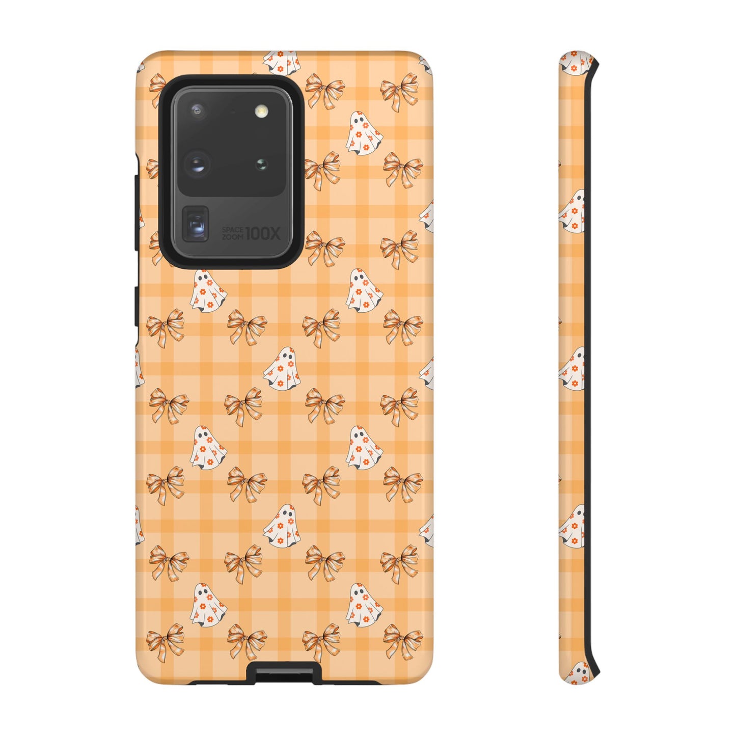 Orange Gingham Ghosts & Bows Samsung Galaxy Tough Case