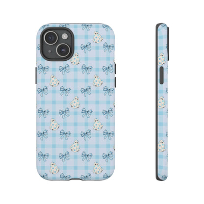 Blue Gingham Ghosts & Bows Tough iPhone Case