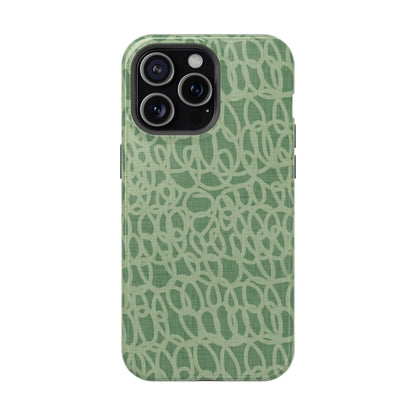 Sage Green Scribble Loops MagSafe® iPhone Tough Case