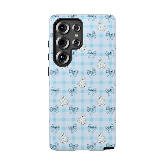 Blue Gingham Ghosts & Bows Samsung Galaxy Tough Case
