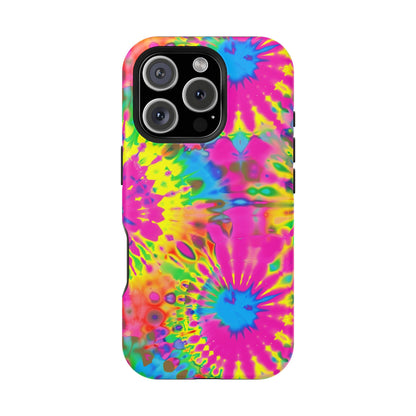 Neon Tie-Dye Burst MagSafe® Tough iPhone Case