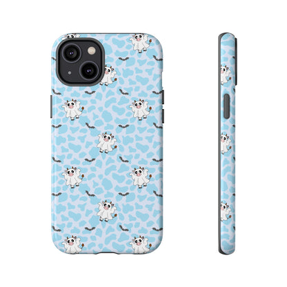 Pastel Blue Moo Ghosts & Bats iPhone Tough Case
