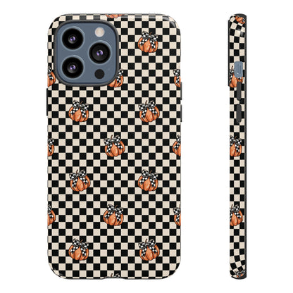 Checkered Cute Pumpkins & Bows iPhone Tough Case