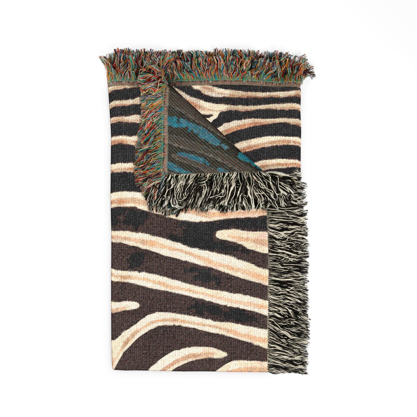 Zebra Print Woven Blanket | Black White Striped Throw