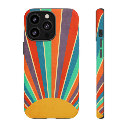 Retro Rainbow Sunburst Tough iPhone Case