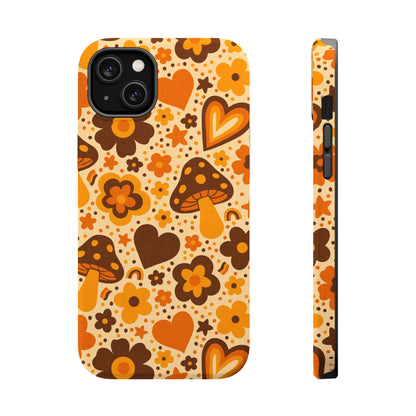Groovy Harvest Mushrooms, Hearts and Flowers MagSafe® iPhone Tough Case