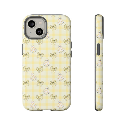 Yellow Gingham Ghosts & Bows iPhone Tough Case