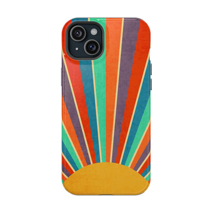 Retro Rainbow Sunburst MagSafe® Tough iPhone Case