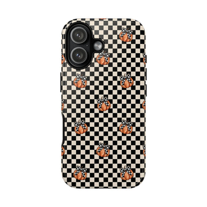 Checkered Cute Pumpkins & Bows iPhone Tough Case
