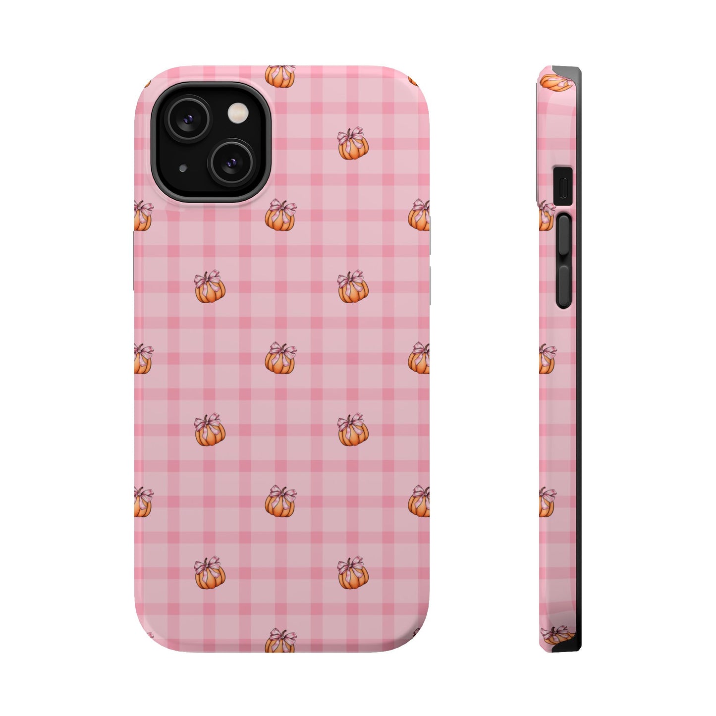 Pink Gingham Pumpkins MagSafe® iPhone Tough Case