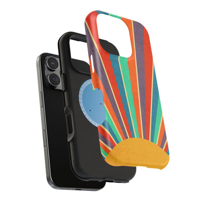 Retro Rainbow Sunburst MagSafe® Tough iPhone Case
