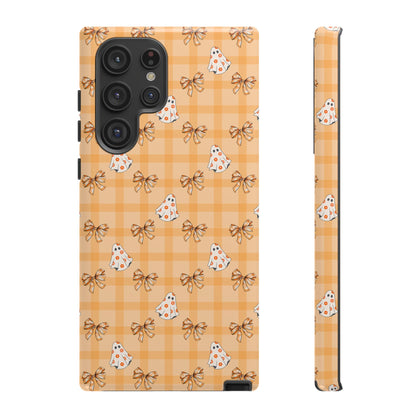 Orange Gingham Ghosts & Bows Samsung Galaxy Tough Case