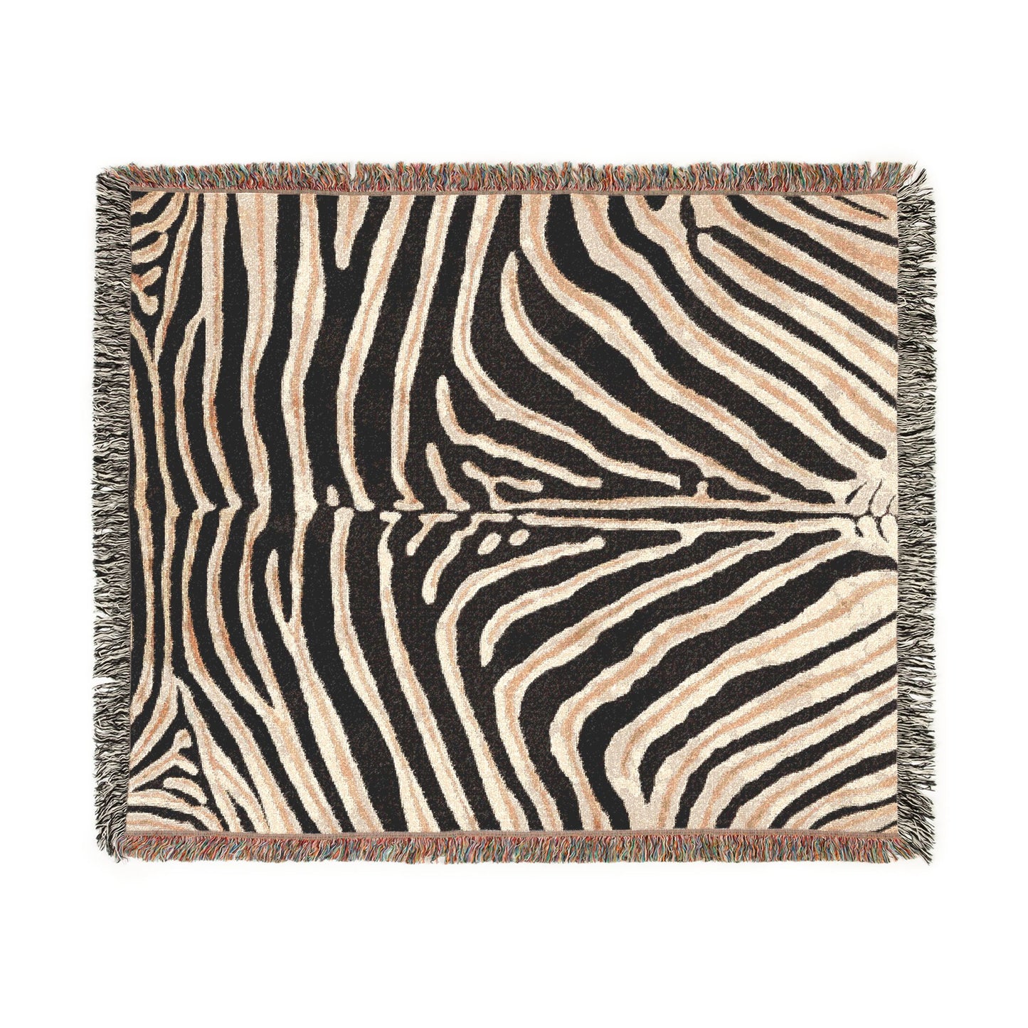 Zebra Print Woven Blanket | Black White Striped Throw