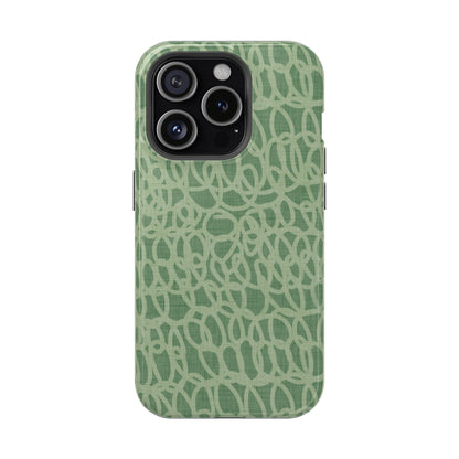 Sage Green Scribble Loops MagSafe® iPhone Tough Case