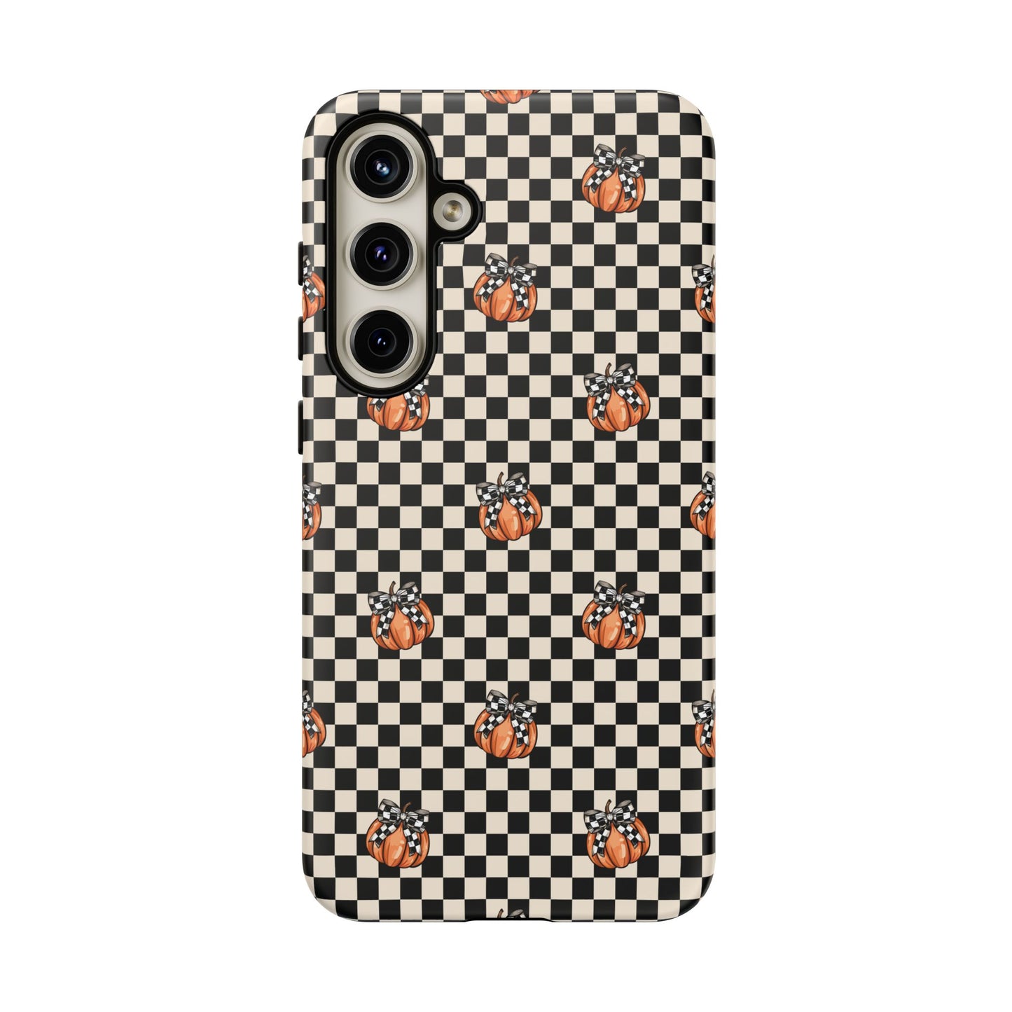Checkered Cute Pumpkins & Bows Samsung Galaxy Tough Case