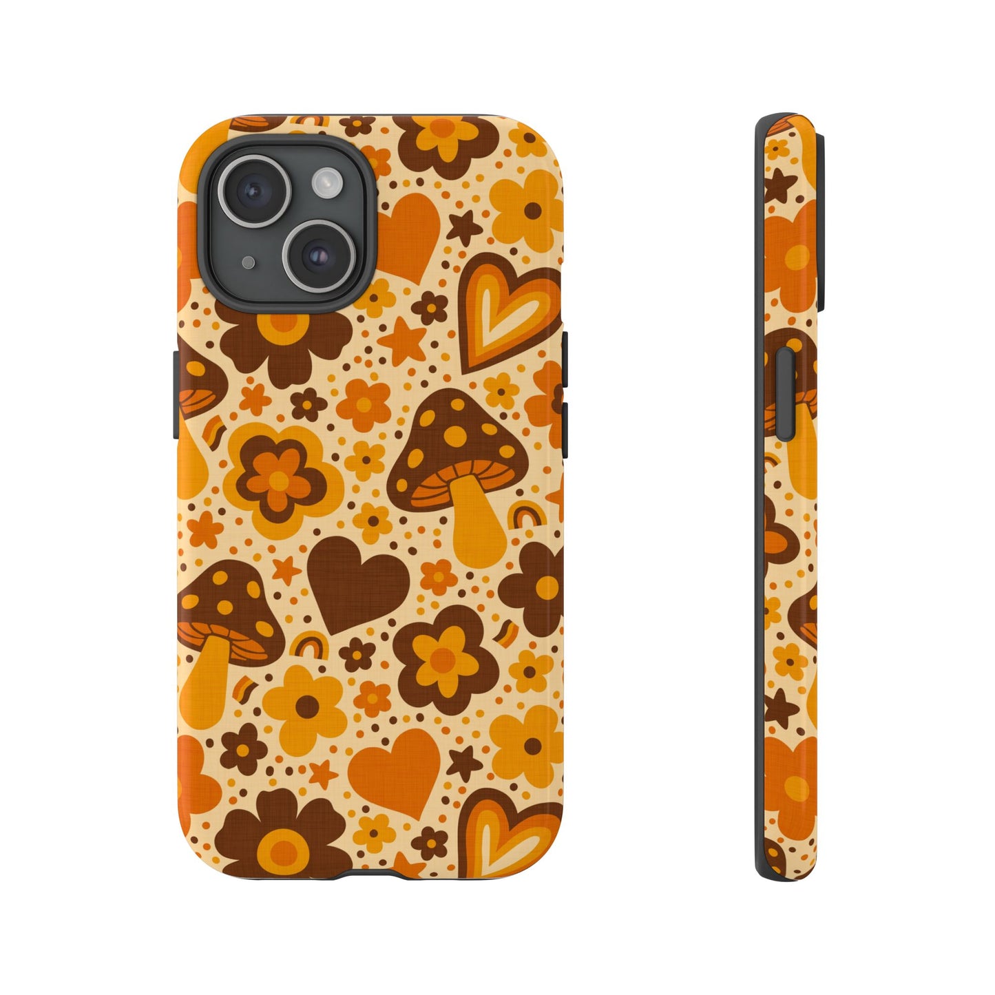 Groovy Harvest Mushrooms, Hearts and Flowers iPhone Tough Case