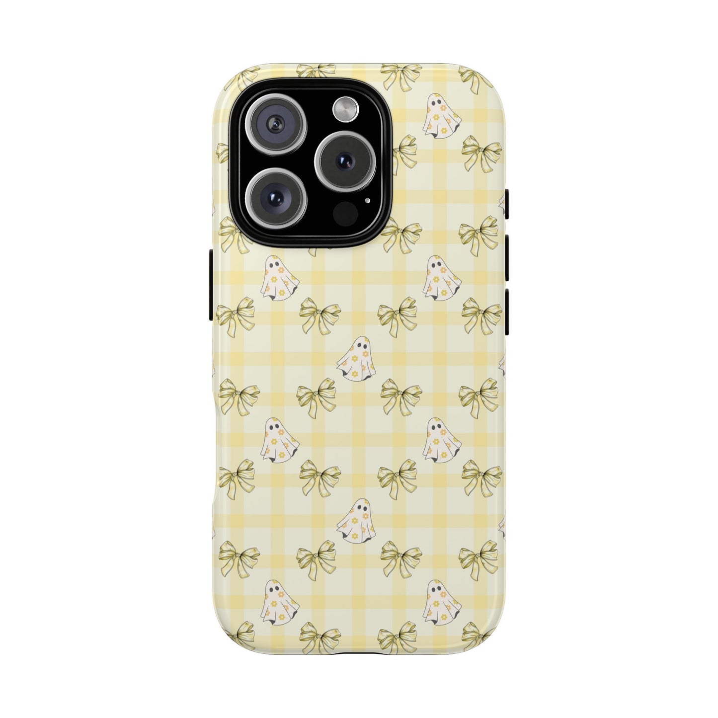 Yellow Gingham Ghosts & Bows iPhone Tough Case