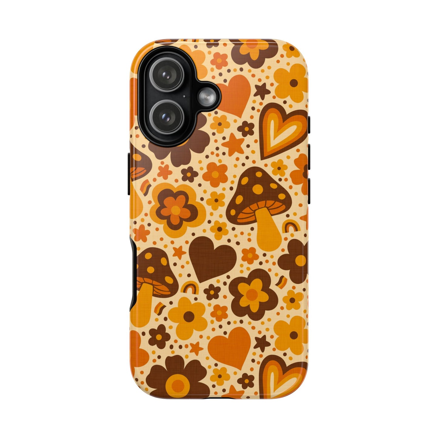 Groovy Harvest Mushrooms, Hearts and Flowers iPhone Tough Case