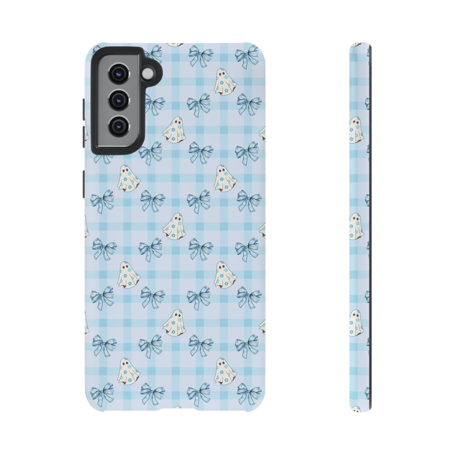 Blue Gingham Ghosts & Bows Samsung Galaxy Tough Case